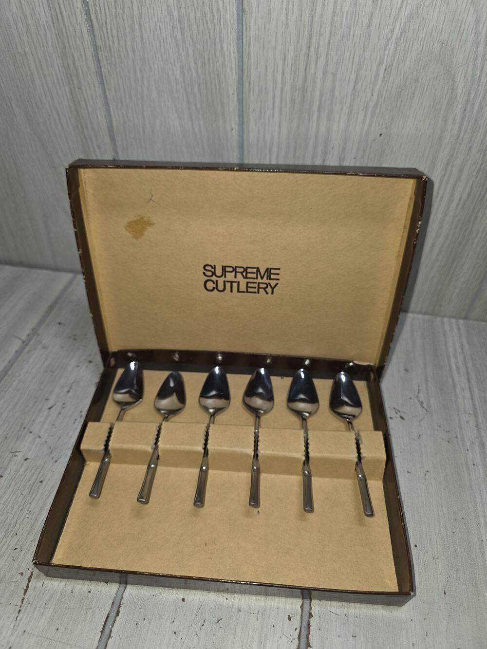 Vtg Towle Bamboo Supreme Cutlery Stainless Japan 4.5" Baby Spoon Set of 6 Unused